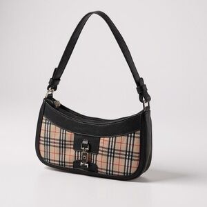 Vintage Arnold Churgin Black and Tan Plaid Over the Shoulder Purse